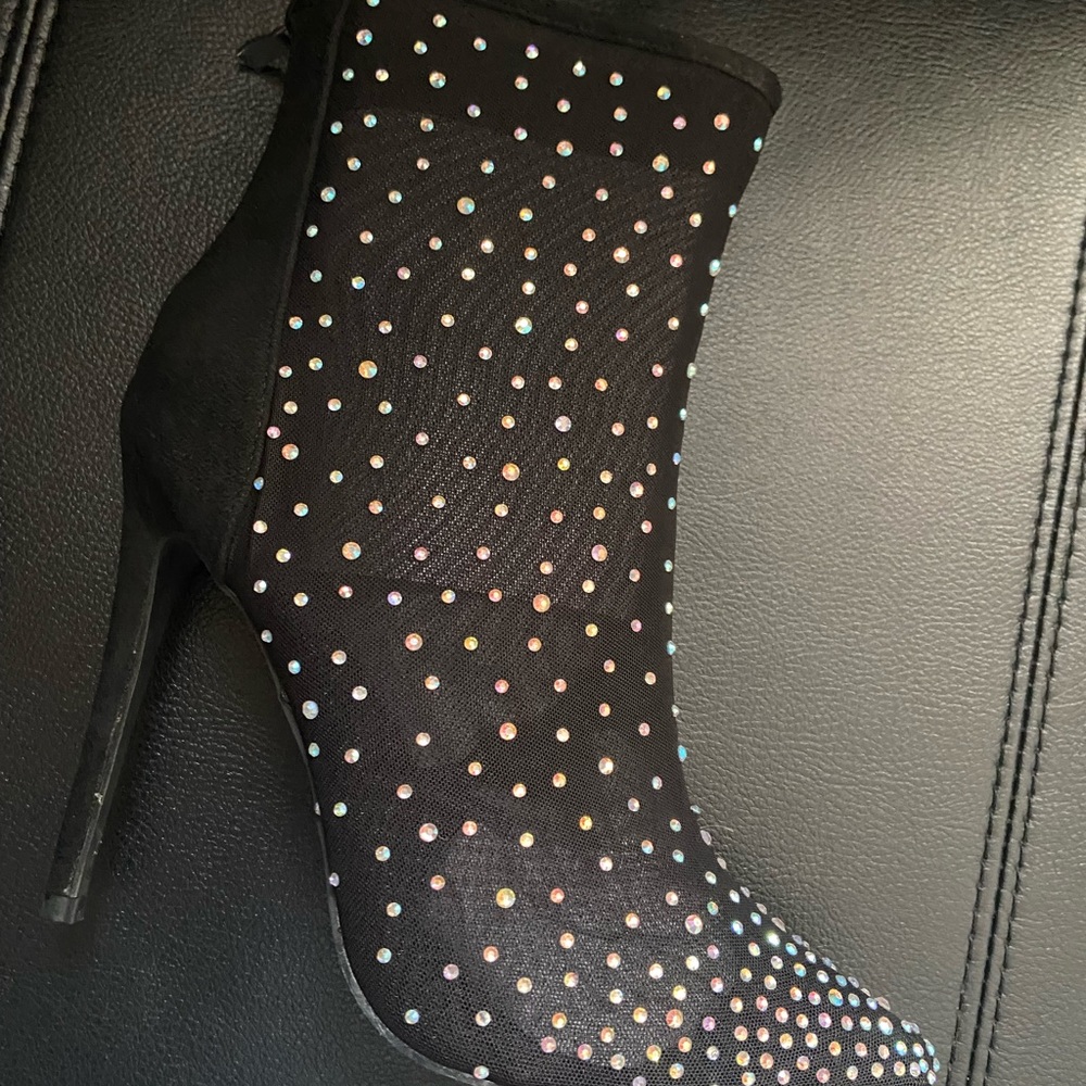 Sheer Rhinestone studded ankle boots - Picture 5 of 9